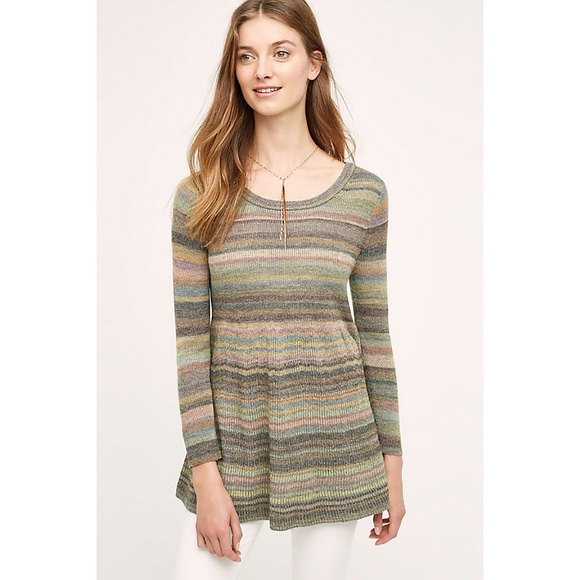 Anthropologie Striped Wool Blend Spacedye Sweater - Picture 1 of 8